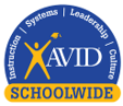 logo for avid blue and yellow