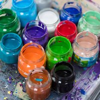 color paint in jars